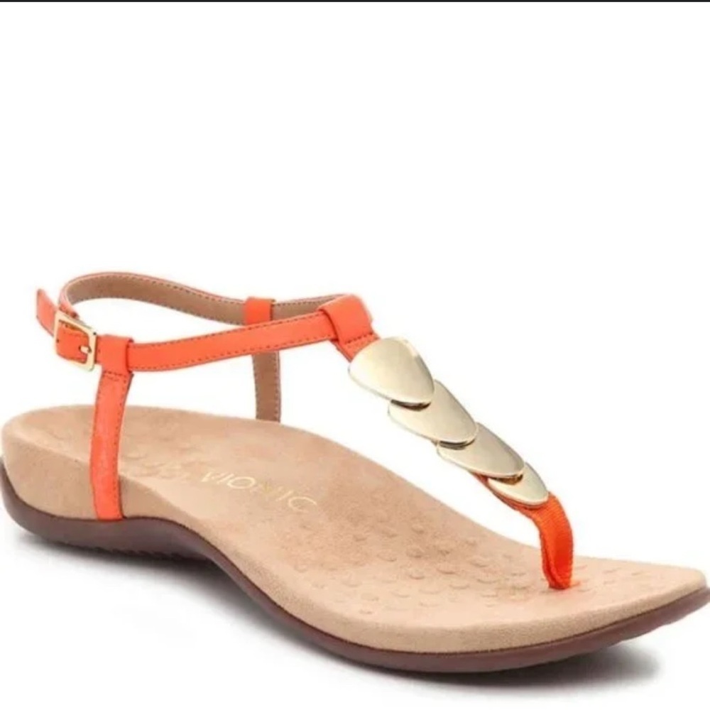 Vionic Rest Miami T Strap Sandals Size 6 Orange